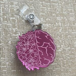 Pink Brain and Floral Badge Reel